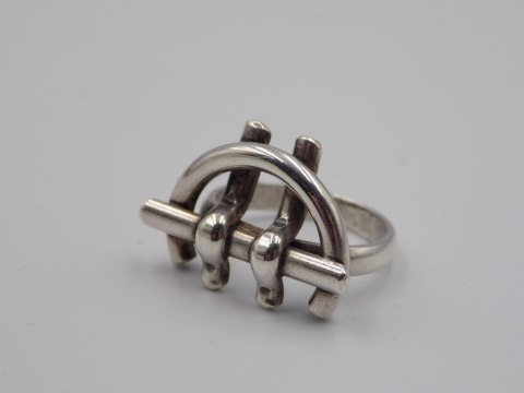 Autorski,stary,srebrny,damski pierścionek KLAMRA roz. 13 srebro 925 VINTAGE