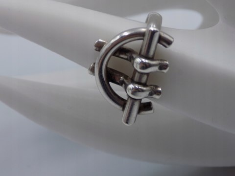 Autorski,stary,srebrny,damski pierścionek KLAMRA roz. 13 srebro 925 VINTAGE