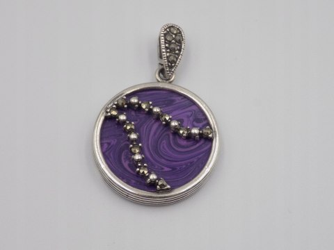 Damski srebrny wisiorek, zawieszka - czaroit + markazyty - srebro 925