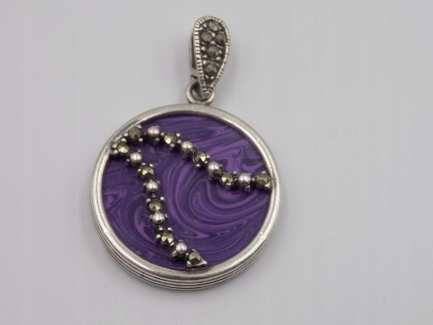 Damski srebrny wisiorek, zawieszka - czaroit + markazyty - srebro 925