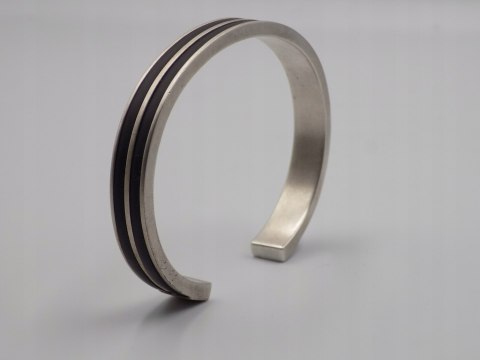 Piękna, damska, srebrna bransoletka BANGLA, KOŁO + guma srebro 925 GLtd