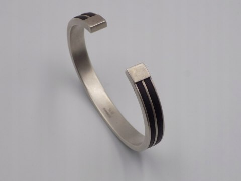 Piękna, damska, srebrna bransoletka BANGLA, KOŁO + guma srebro 925 GLtd