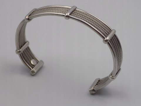 Piękna, damska, srebrna bransoletka BANGLA otwarta LISI OGON - srebro 925