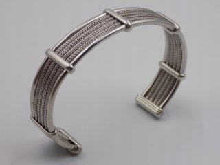 Piękna, damska, srebrna bransoletka BANGLA otwarta LISI OGON - srebro 925