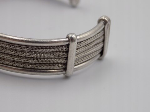Piękna, damska, srebrna bransoletka BANGLA otwarta LISI OGON - srebro 925