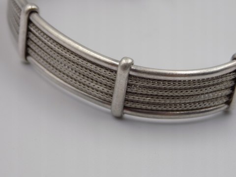 Piękna, damska, srebrna bransoletka BANGLA otwarta LISI OGON - srebro 925