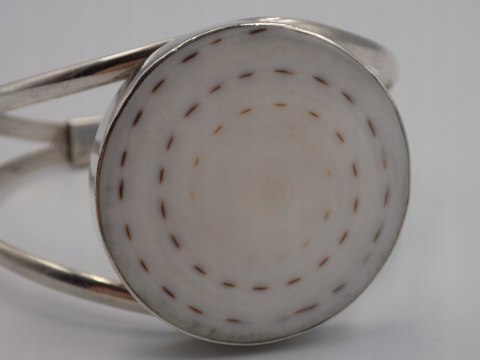 Piękna, damska, srebrna bransoletka BANGLA otwarta MUSZLA - srebro 925