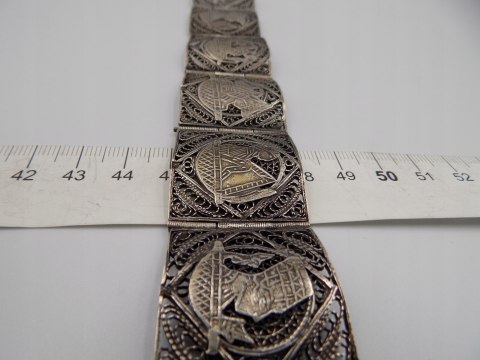 Piękna, damska, stara, srebrna bransoletka FILIGRAN EGIPT - srebro VINTAGE