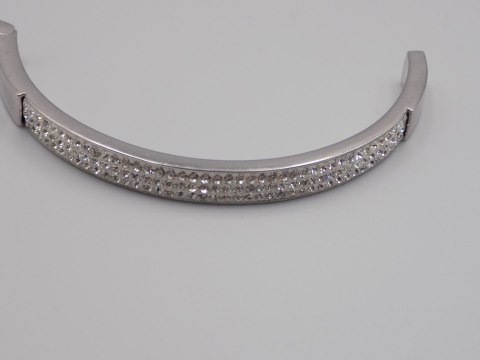 Piękna, srebrna, damska, bransoletka - BANGLA - KOŁO otwierane - cyrkonie