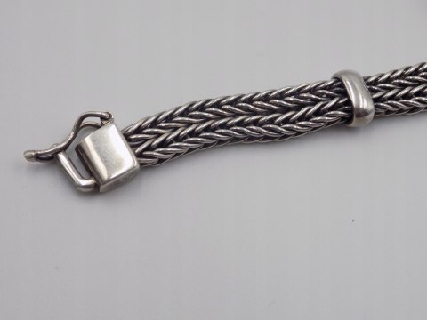 Piękna, stara, damska, srebrna bransoletka - KULKI - lisi ogon - srebro 925