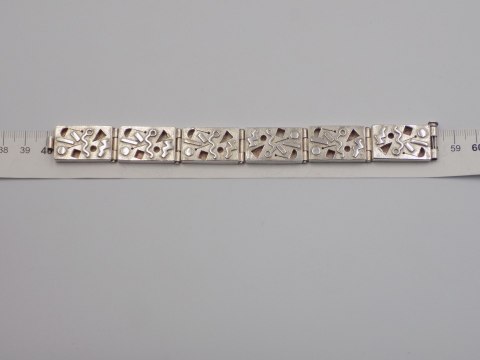 Piękna, stara, damska, srebrna bransoletka WZORKI, PROSTOKĄTY - srebro 925