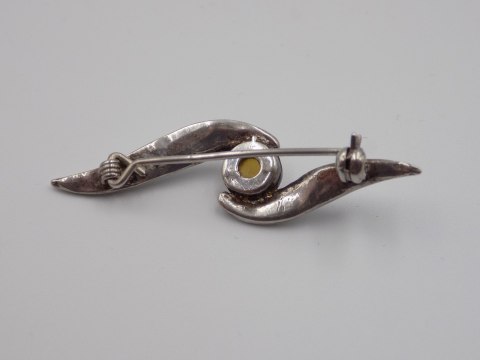 Piękna, stara, damska, srebrna broszka - BURSZTYN srebro VINTAGE biżuteria