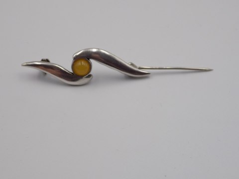 Piękna, stara, damska, srebrna broszka - BURSZTYN srebro VINTAGE biżuteria