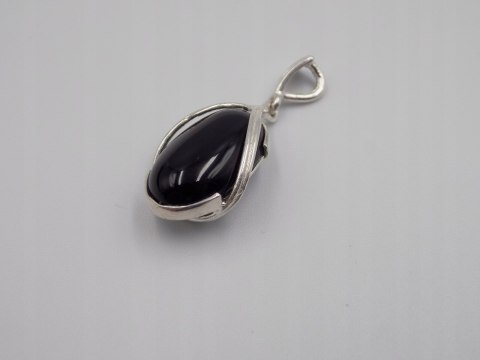 Piękny, damski, srebrny wisiorek / zawieszka ONYKS - srebro - biżuteria