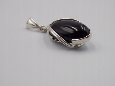 Piękny, damski, srebrny wisiorek / zawieszka ONYKS - srebro - biżuteria