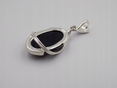 Piękny, damski, srebrny wisiorek / zawieszka ONYKS - srebro - biżuteria