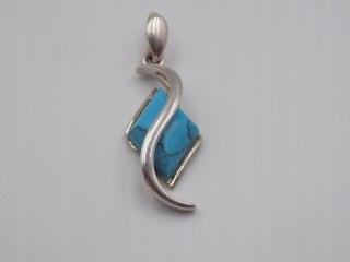 Piękny, damski, srebrny wisiorek / zawieszka TURKUS srebro - biżuteria