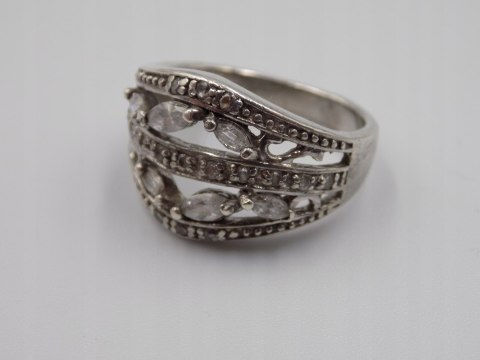 Piękny, srebrny, damski pierścionek CYRKONIE -roz. 14/15 - srebro biżuteria