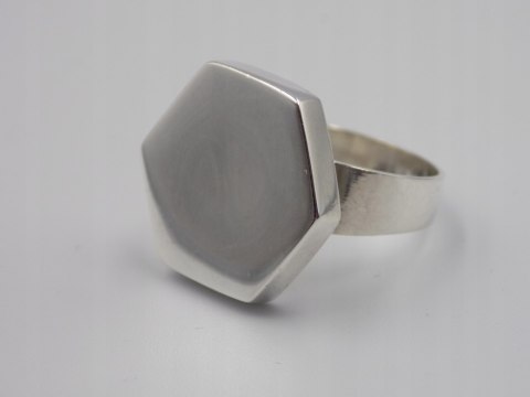 Piękny, stary, damski, srebrny pierścionek SZEŚCIOKĄT srebro 925 roz. 18