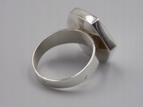 Piękny, stary, damski, srebrny pierścionek SZEŚCIOKĄT srebro 925 roz. 18