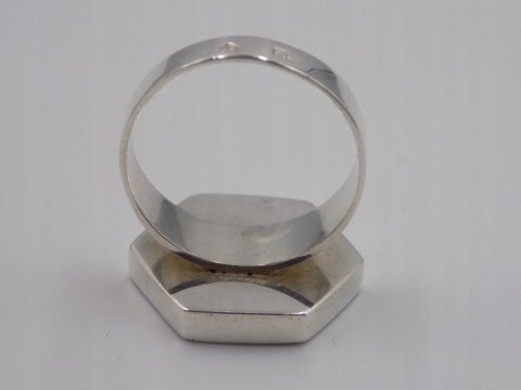 Piękny, stary, damski, srebrny pierścionek SZEŚCIOKĄT srebro 925 roz. 18