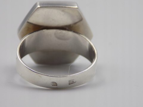 Piękny, stary, damski, srebrny pierścionek SZEŚCIOKĄT srebro 925 roz. 18