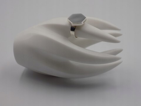 Piękny, stary, damski, srebrny pierścionek SZEŚCIOKĄT srebro 925 roz. 18