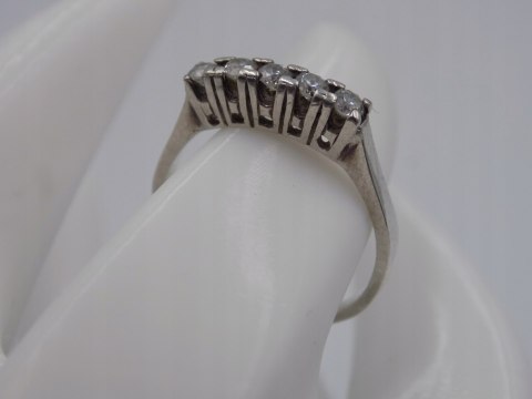 Piękny, stary, damski, srebrny pierścionek z cyrkoniami srebro 925 roz. 16