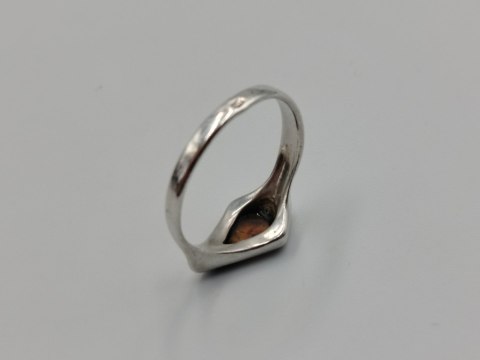 Piękny stary srebrny damski pierścionek BURSZTYN r.15 biżuteria VINTAGE