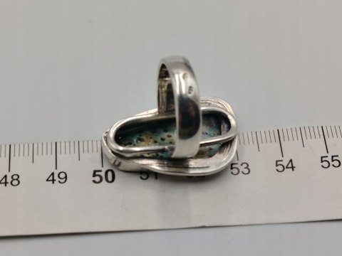Piękny stary srebrny damski pierścionek MUSZLA ABALONE r.17 biżuteria