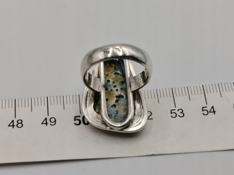Piękny stary srebrny damski pierścionek MUSZLA ABALONE r.17 biżuteria