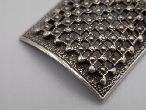 Stary, damski, srebrny wisiorek / zawieszka KRATKA - srebro 925 - biżuteria