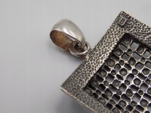 Stary, damski, srebrny wisiorek / zawieszka KRATKA - srebro 925 - biżuteria