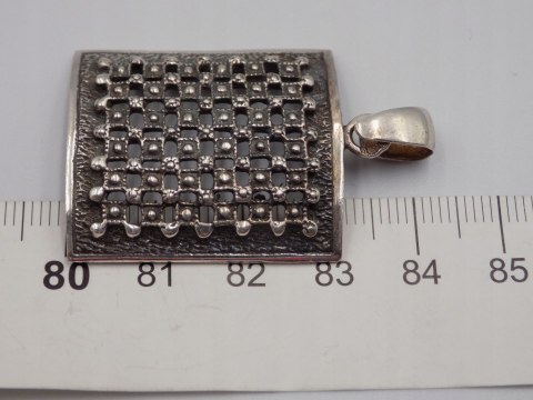 Stary, damski, srebrny wisiorek / zawieszka KRATKA - srebro 925 - biżuteria