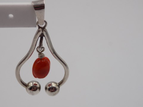Stary, piękny, damski, srebrny wisiorek / zawieszka KORAL srebro VINTAGE