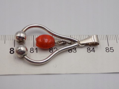 Stary, piękny, damski, srebrny wisiorek / zawieszka KORAL srebro VINTAGE
