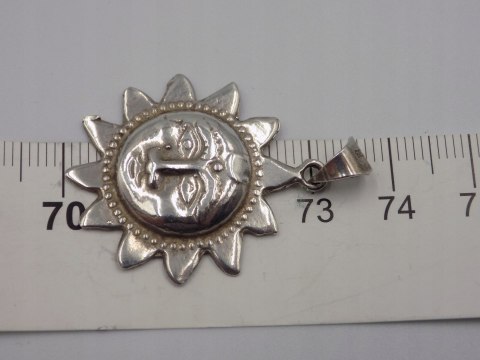 Stary, piękny, damski, srebrny wisiorek / zawieszka SŁOŃCE srebro VINTAGE