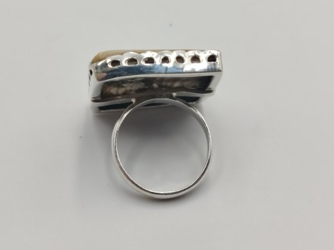 Stary piękny srebrny damski pierścionek MASA PERŁOWA r.17 biżuteria VINTAGE