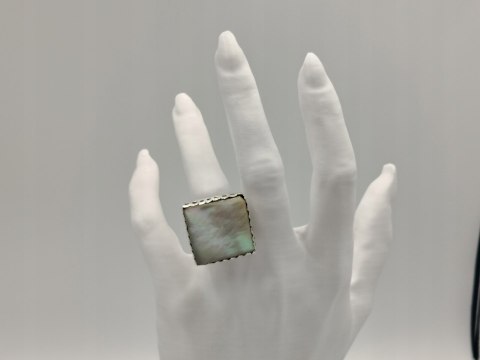 Stary piękny srebrny damski pierścionek MASA PERŁOWA r.17 biżuteria VINTAGE