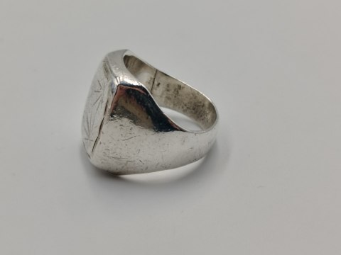 Stary srebrny sygnet LIŚĆ MARIHUANY / KONOPII r.16/17 biżuteria VINTAGE